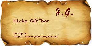 Hicke Gábor névjegykártya
